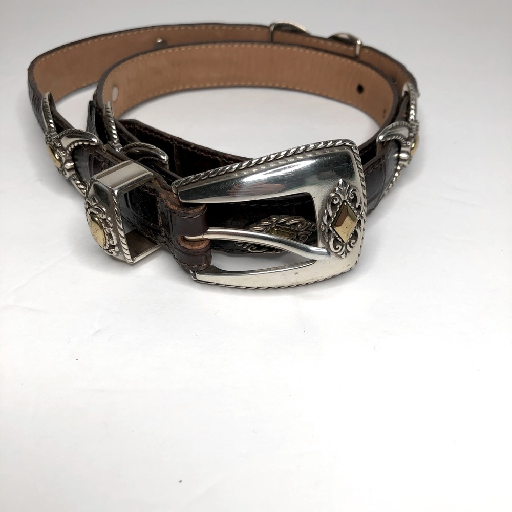 Brighton Belt 40388 Brown Croc Silver Buckle Belt